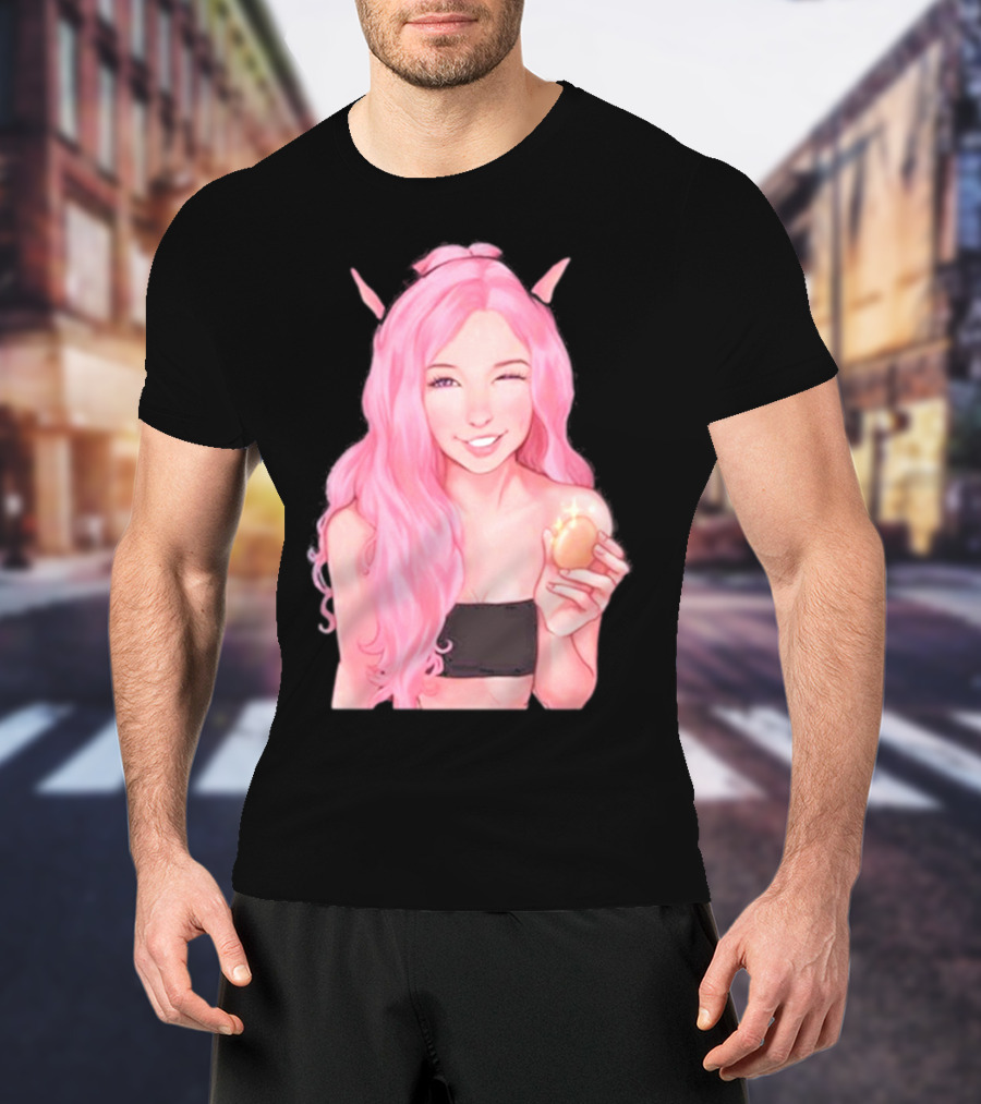 Belle Delphine Pink Hair Winking Holding Golden Egg Fantasy T-Shirt