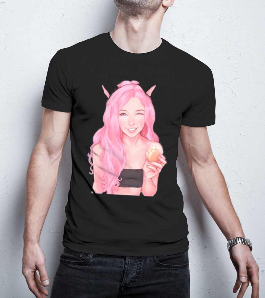 Belle Delphine Pink Hair Winking Holding Golden Egg Fantasy T-Shirt
