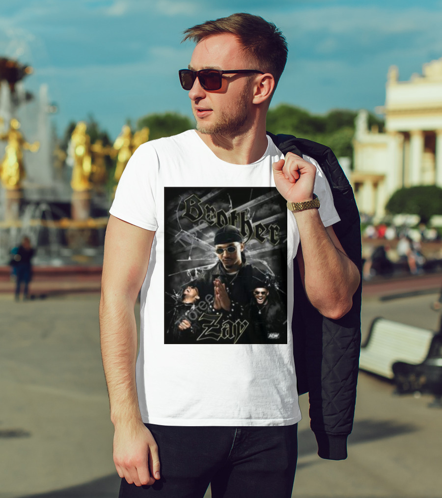 Brother Zay AEW Theme With Three Images And Dramatic Shattered Glass Background T-Shirt
