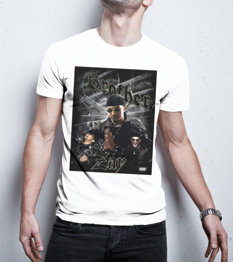 Brother Zay AEW Theme With Three Images And Dramatic Shattered Glass Background T-Shirt