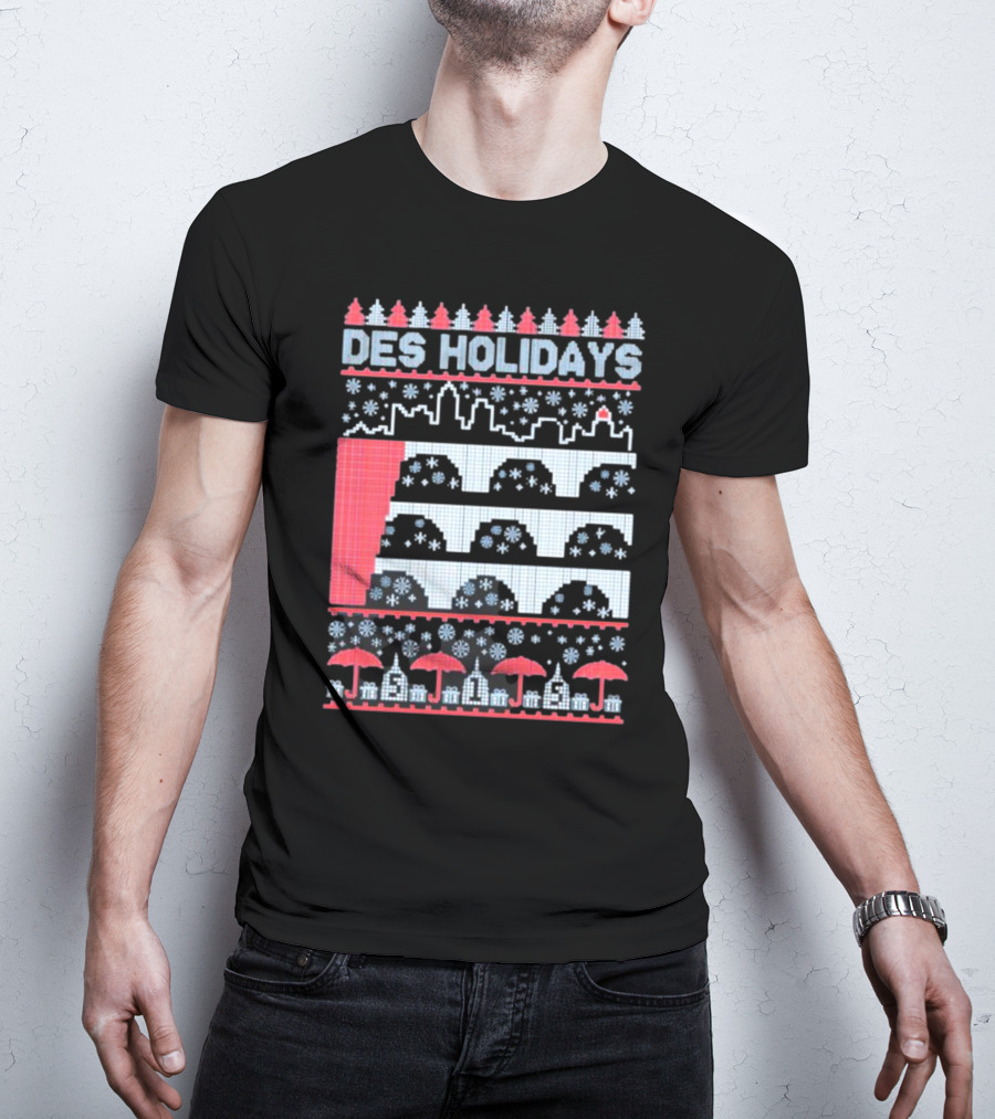 Des Holidays Ugly Christmas Sweater Skyline Snowflake T-Shirt