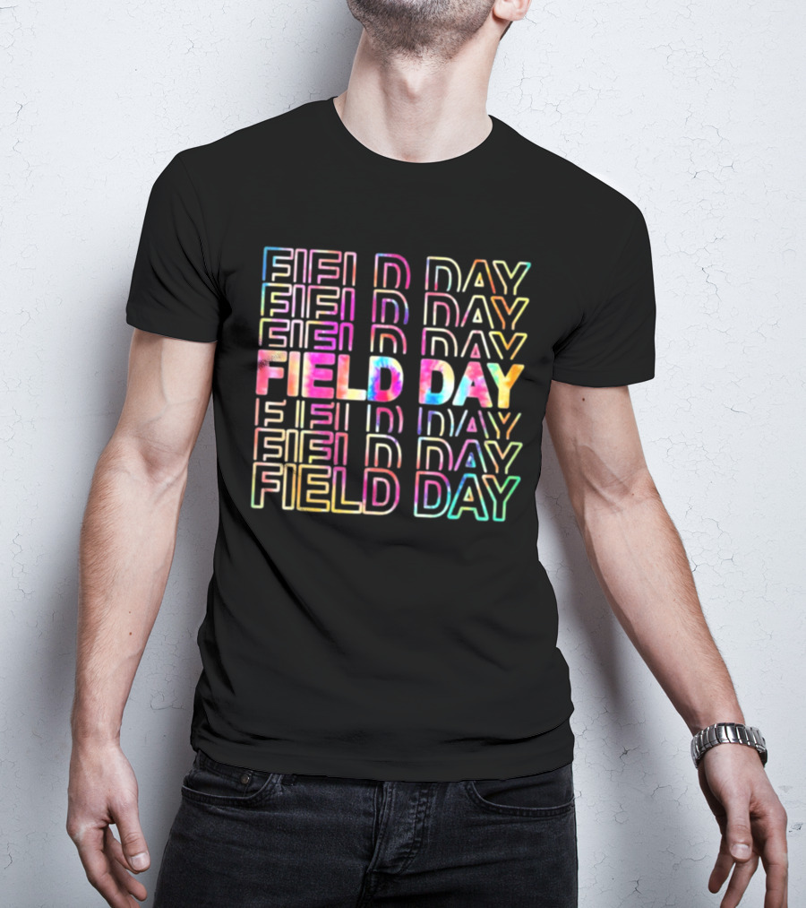 Field Day Colorful Tie Dye Text T-Shirt
