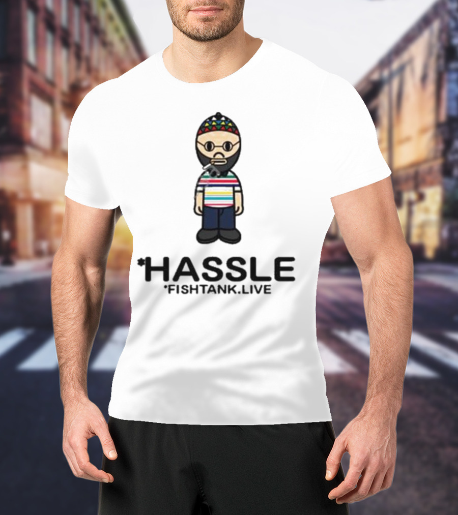 Hassle Fish Tank Live Figure With Colorful Hat And Striped T-Shirt