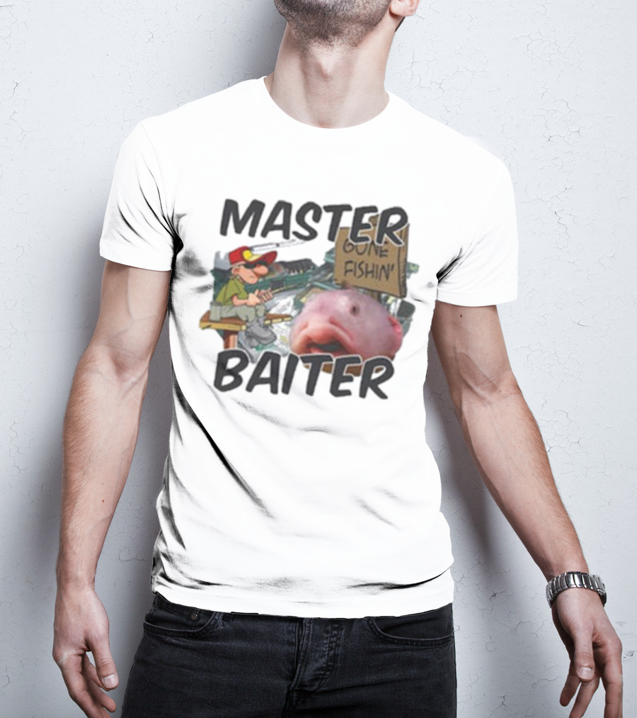 Master Baiter Gone Fishin' Fisherman With Big Fish T-Shirt