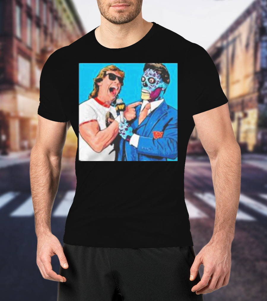 SquaredCircle They Live Wrestling Parody Comic T-Shirt