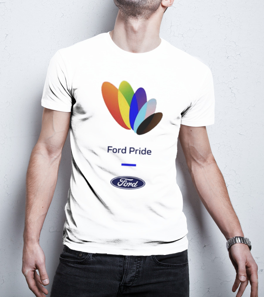 Ford Pride Typography Over Rainbow Petals T-Shirt