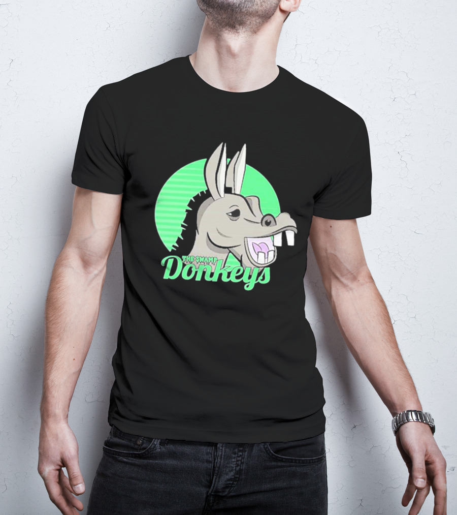 The Swamp Donkeys Green Logo Icon With Donkey Face T-Shirt