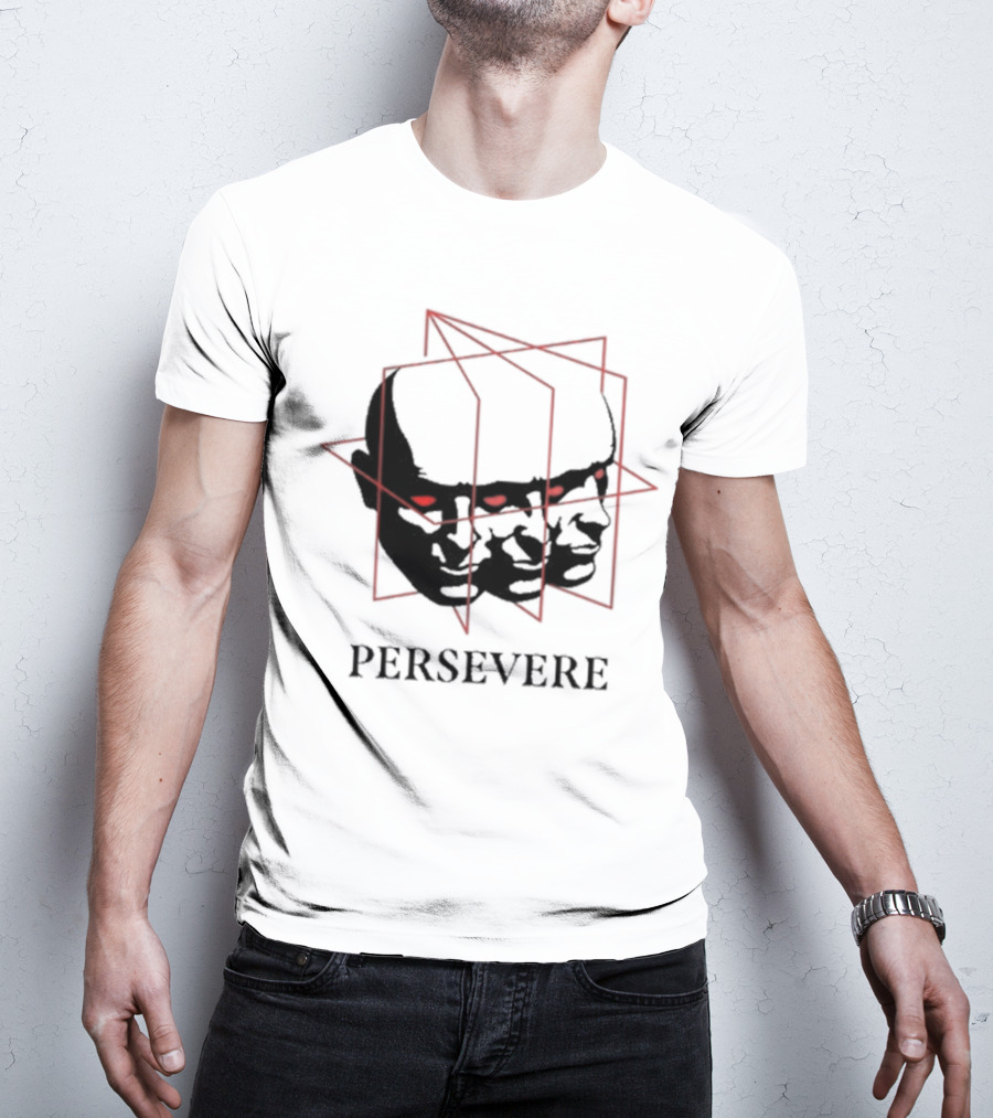 Persevere Triple Head Red Eyes Geometric Box T-Shirt