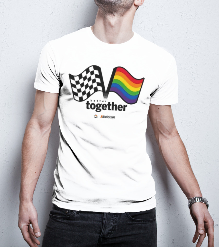 NASCAR Better Together Checkered Flag Pride Rainbow T-Shirt