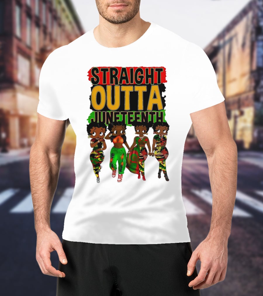Straight Outta Juneteenth Black Women Celebration Fashion T-Shirt