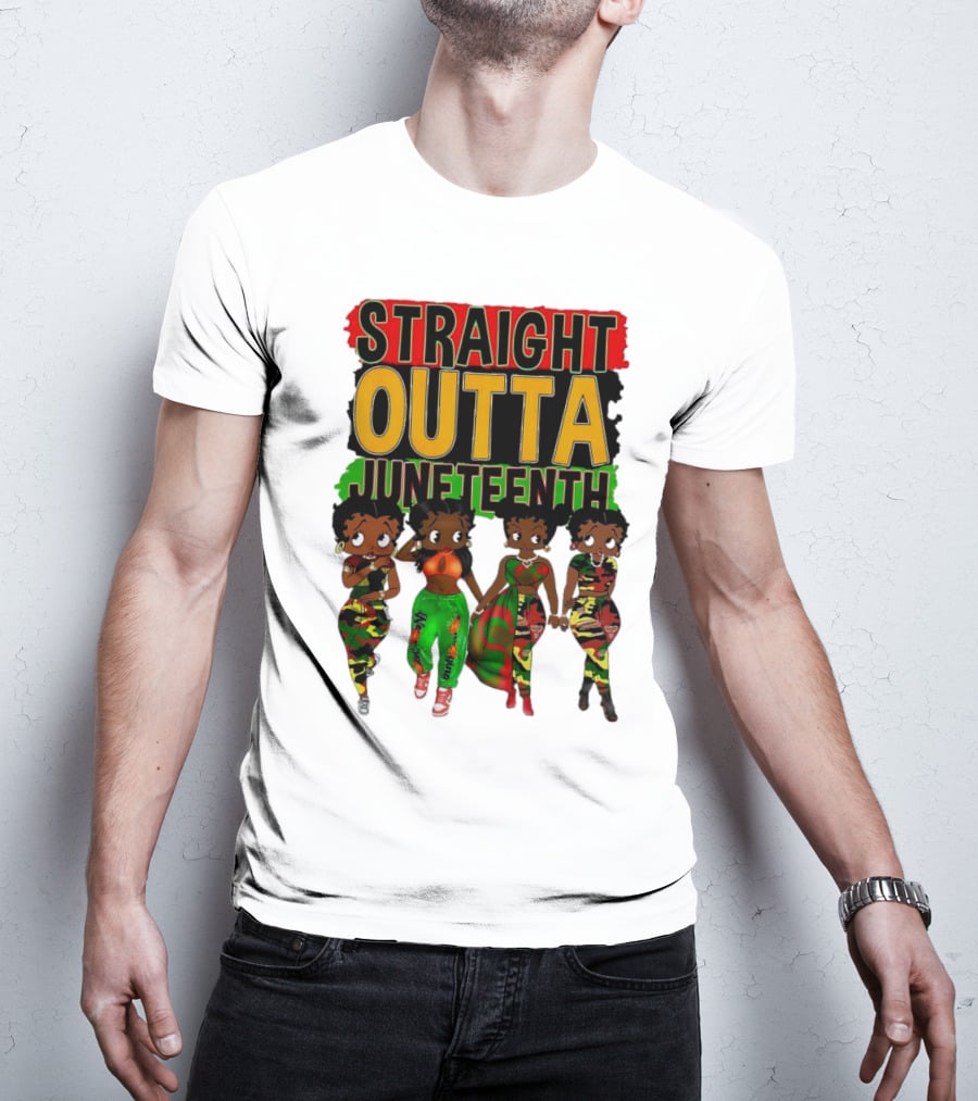 Straight Outta Juneteenth Black Women Celebration Fashion T-Shirt