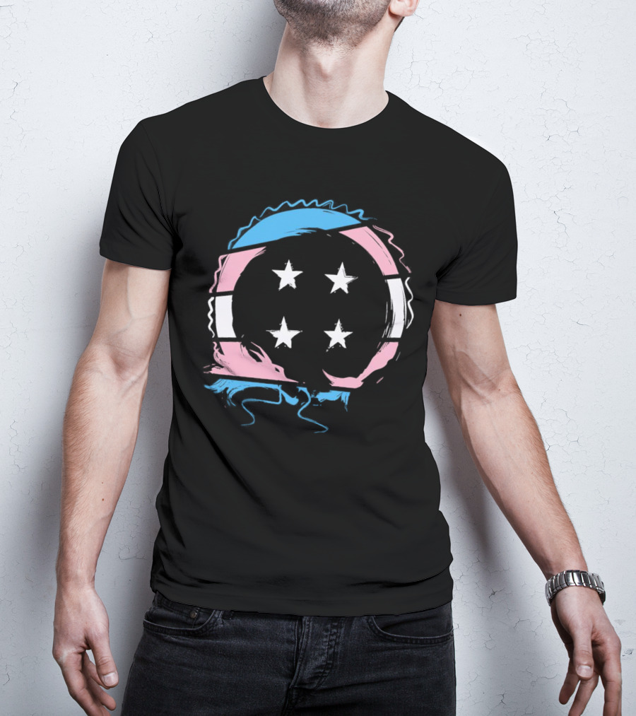 Sharkrobot Team Four Star Trans Pride Circle With Stars T-Shirt
