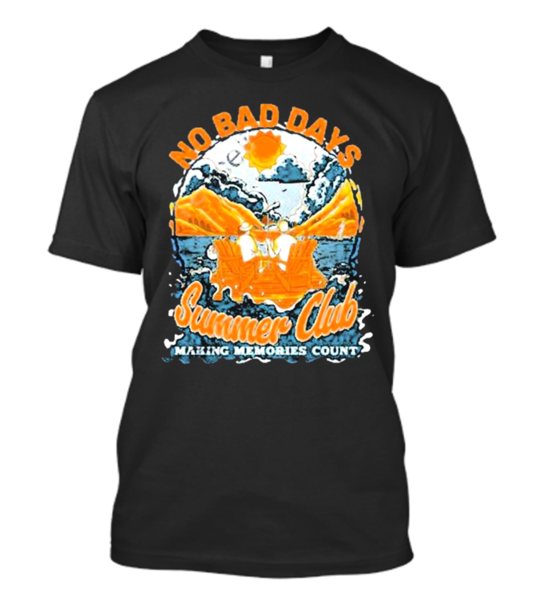 The Hockey Guys No Bad Days Summer Club Making Memories Count Adirondack Lakeside Scene T-Shirt