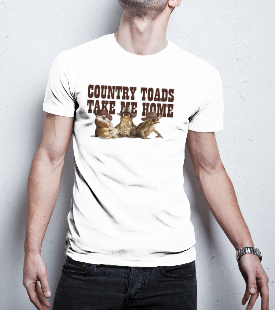 Country Toads Take Me Home Frogs Cowboy Hats T-Shirt
