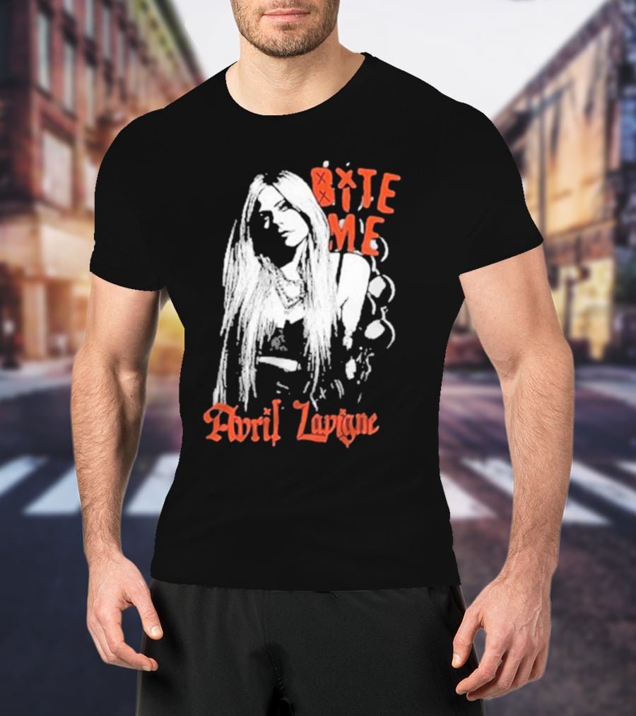 Avril Lavigne Bite Me Black And White Grunge T-Shirt