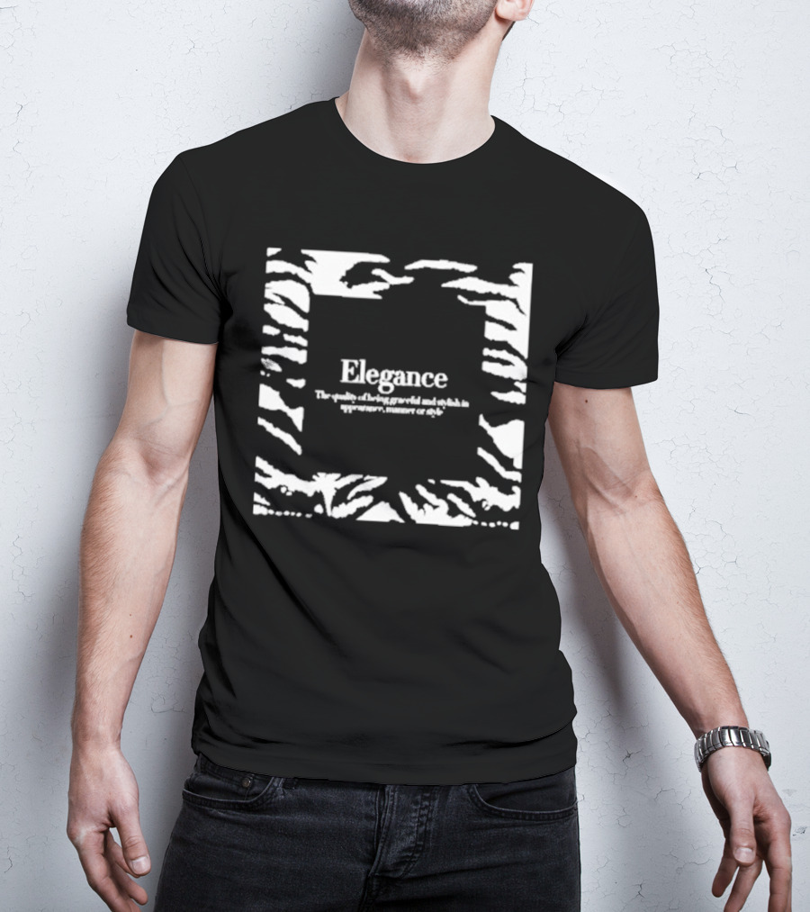 Elegance The Quality Of Being Graceful And Stylish In Appearance Manner Or Style Zebra Stripe Border T-Shirt