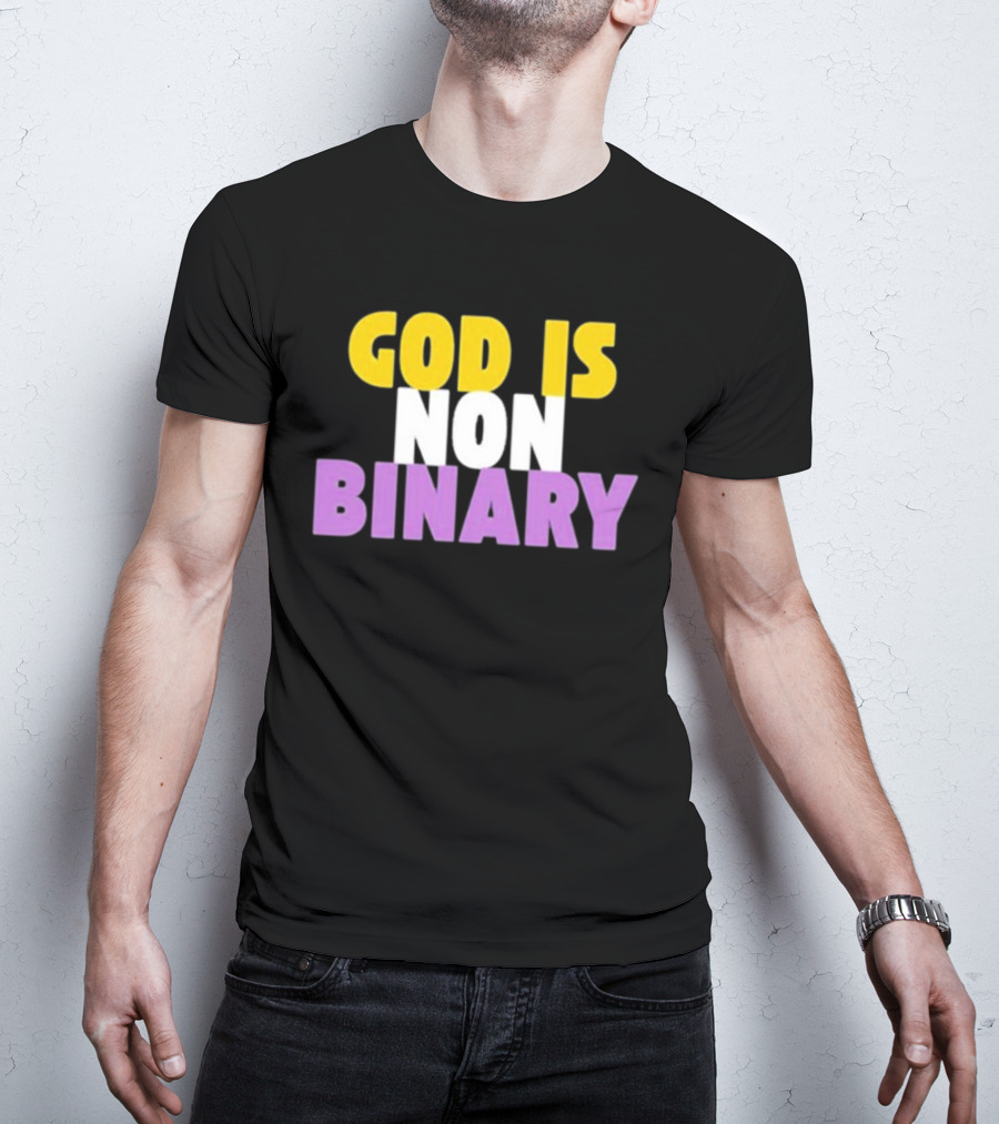 John Pavlovitz God Is Non-Binary Statement In Yellow, White, And Purple T-Shirt