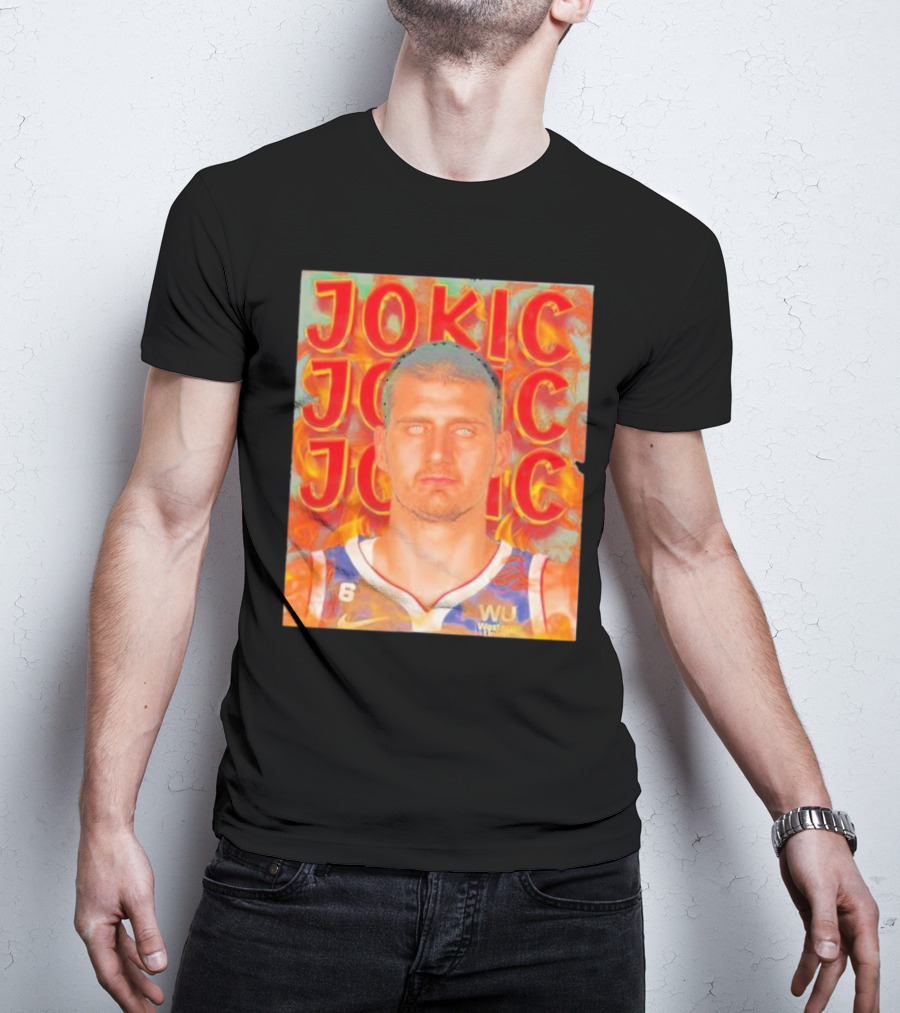 Jokic Fire Flames Photo Basketball T-Shirt