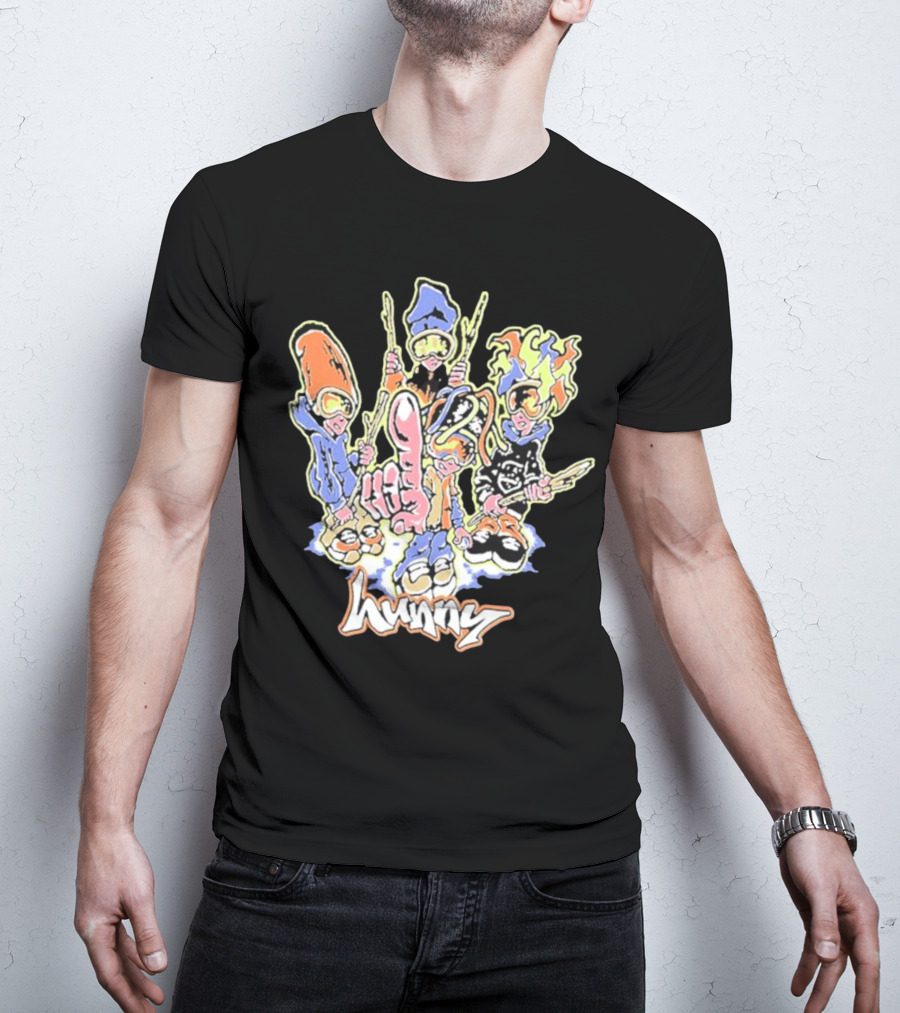 Hunny The Band Cartoon Characters And Hand Gesture T-Shirt