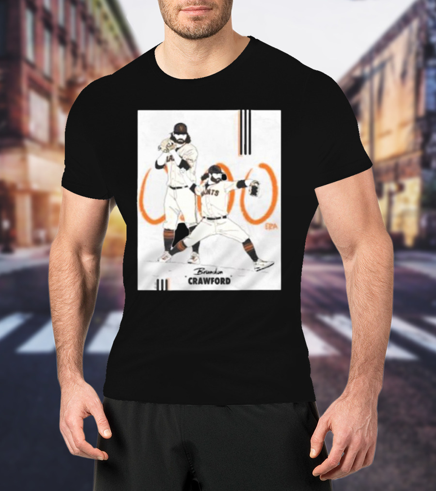 Brandon Crawford Giants Baseball Illustration With 1000 Celebratory T-Shirt