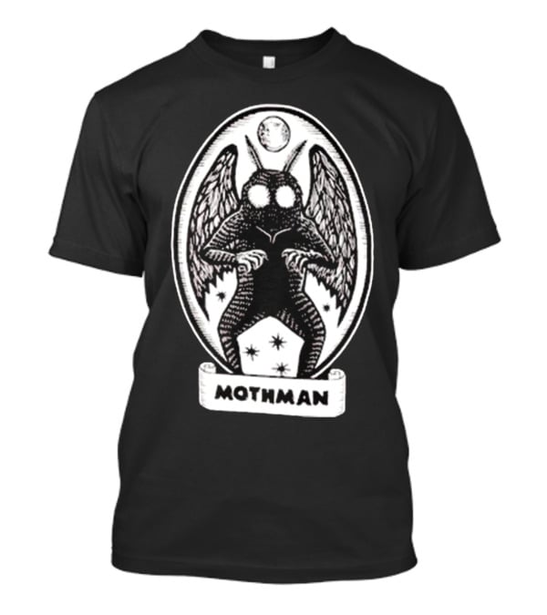 Mothman Oval Frame With Stars And Moon T-Shirt