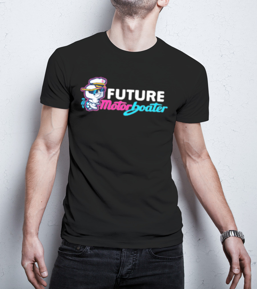 FUTURE Motorboater Captain Cartoon Character T-Shirt