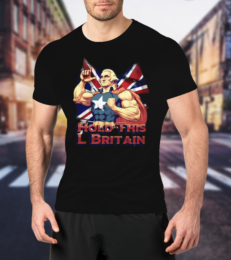 Hold This L Britain Superhero Union Jack Cloaked Figure T-Shirt