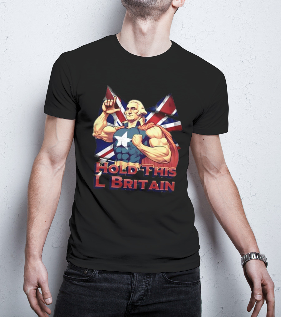 Hold This L Britain Superhero Union Jack Cloaked Figure T-Shirt
