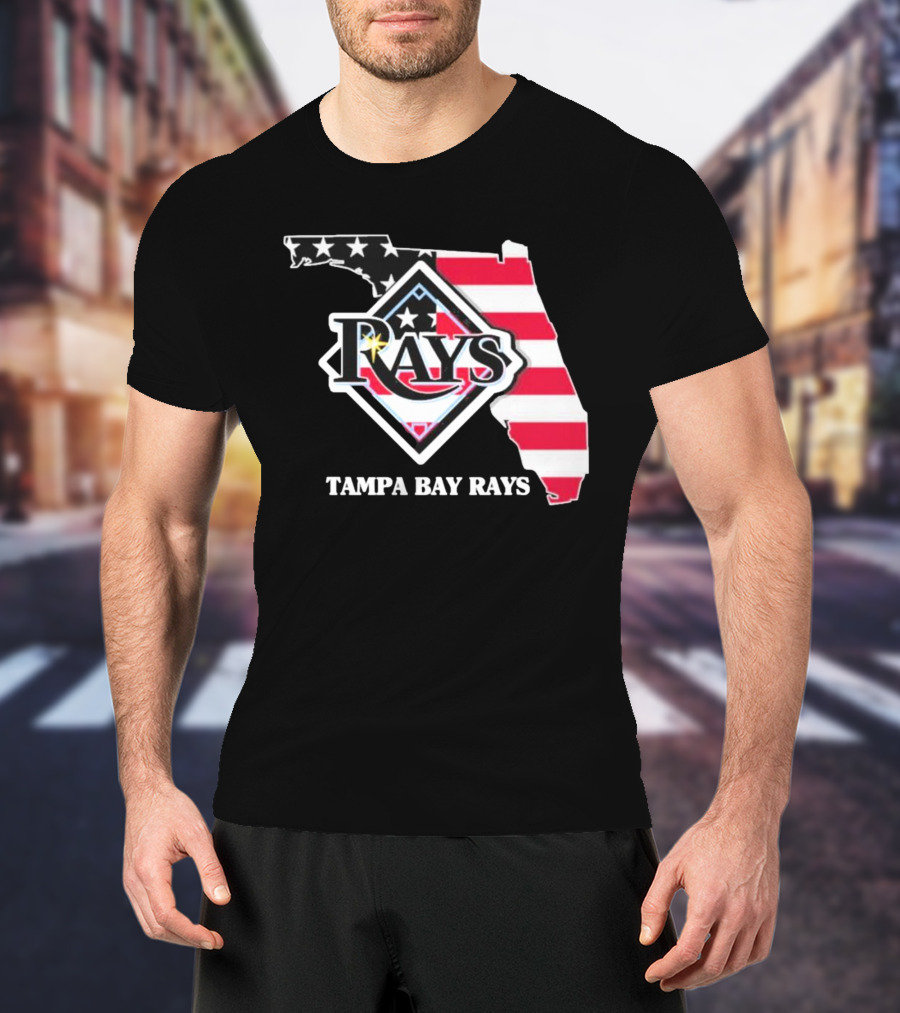 Tampa Bay Rays Florida American Flag Map T-Shirt
