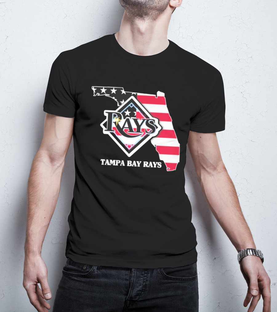 Tampa Bay Rays Florida American Flag Map T-Shirt