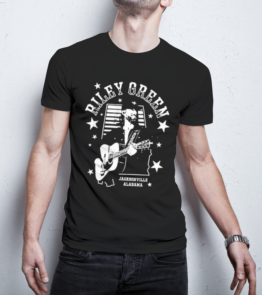 Riley Green Jacksonville Alabama Stars And Stripes Guitar T-Shirt
