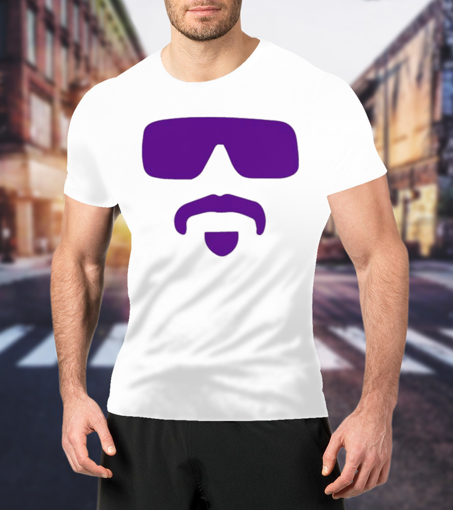 Gavin Guidry Wears Hayden Travinski Purple Sunglasses And Beard T-Shirt