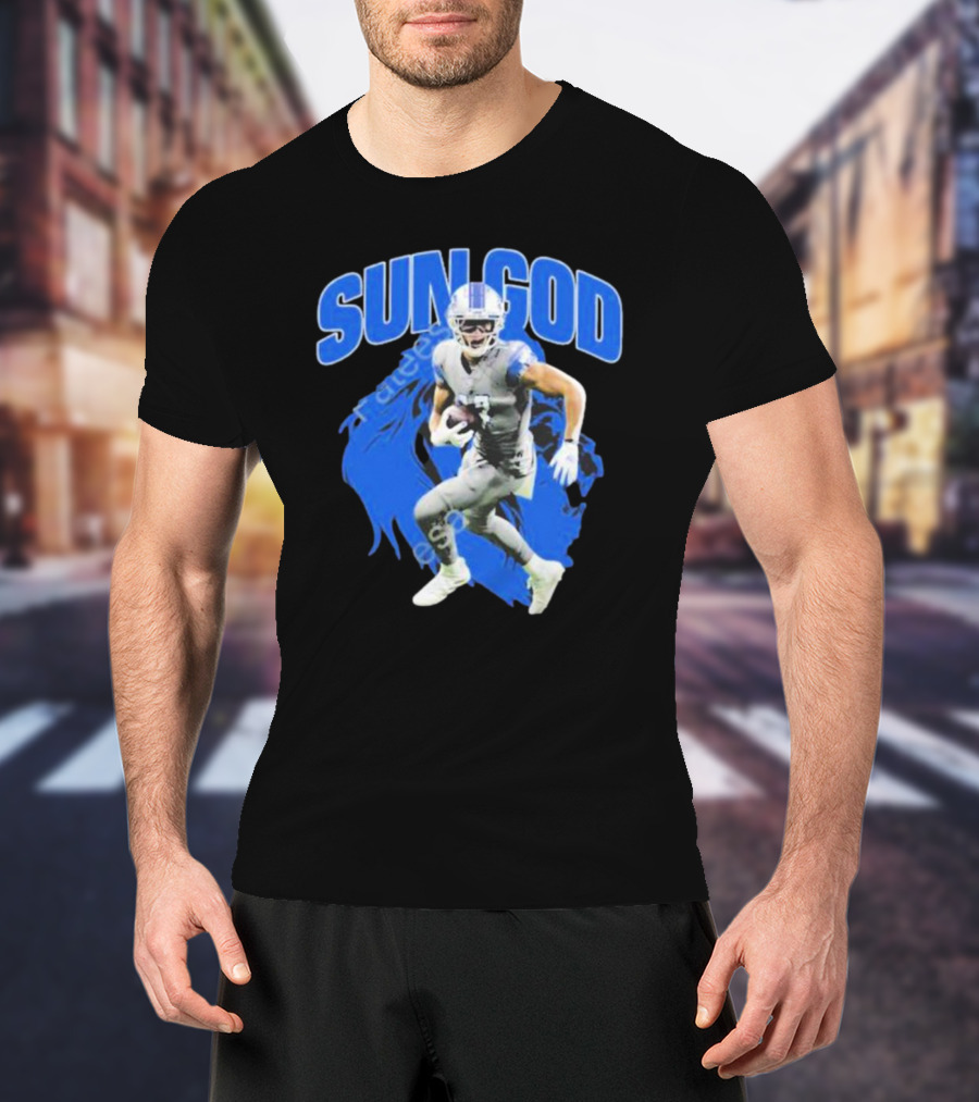 Detroit Lions Sun God Football Player T-Shirt