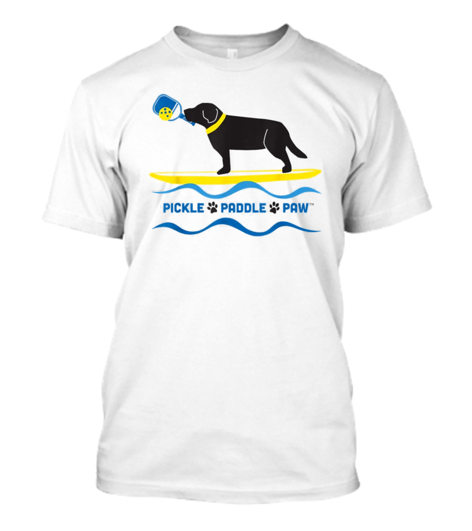 Pickle Paddle Paw Dog Surfing With Pickleball Paddle T-Shirt