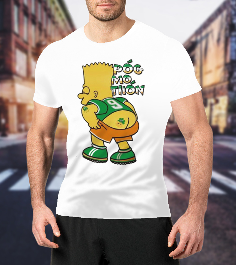 Póg Mo Thón Bart Irish Shamrock Tattoo Football Green Orange 9 T-Shirt