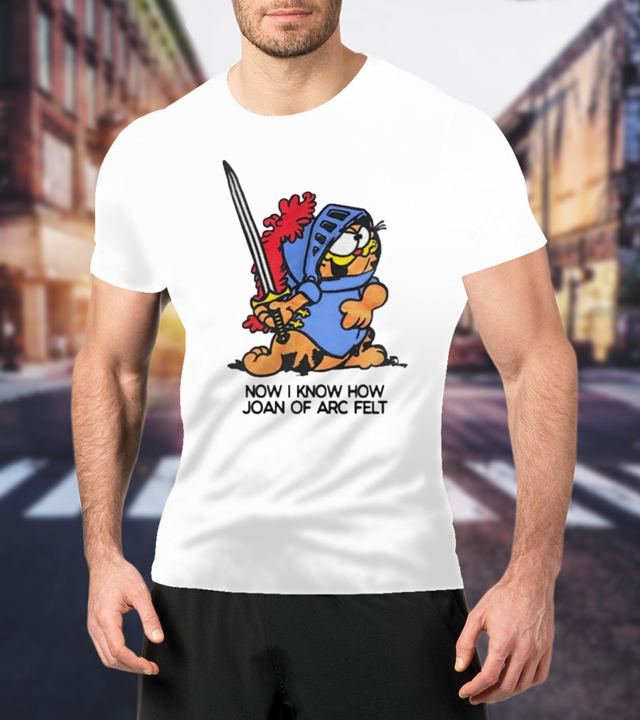 Garfield Dressed As Joan Of Arc With Sword Now I Know How Joan Of Arc Felt T-Shirt