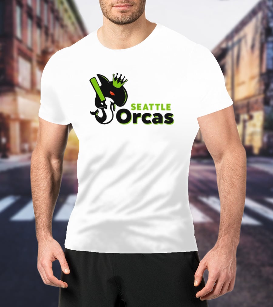 SEATTLE ORCAS CROWNED KING BLACK AND NEON GREEN T-Shirt