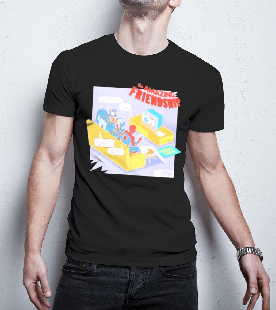 The Amazing Friendship Spiderman Venom Gaming Console Couch Scene T-Shirt