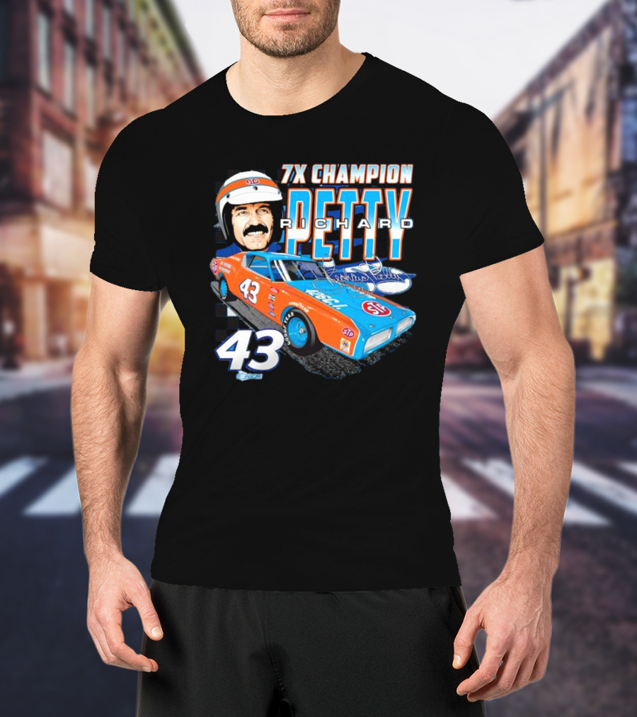 7X Champion Richard Petty Number 43 Car Racing LEGACY Motor Club Team Collection T-Shirt