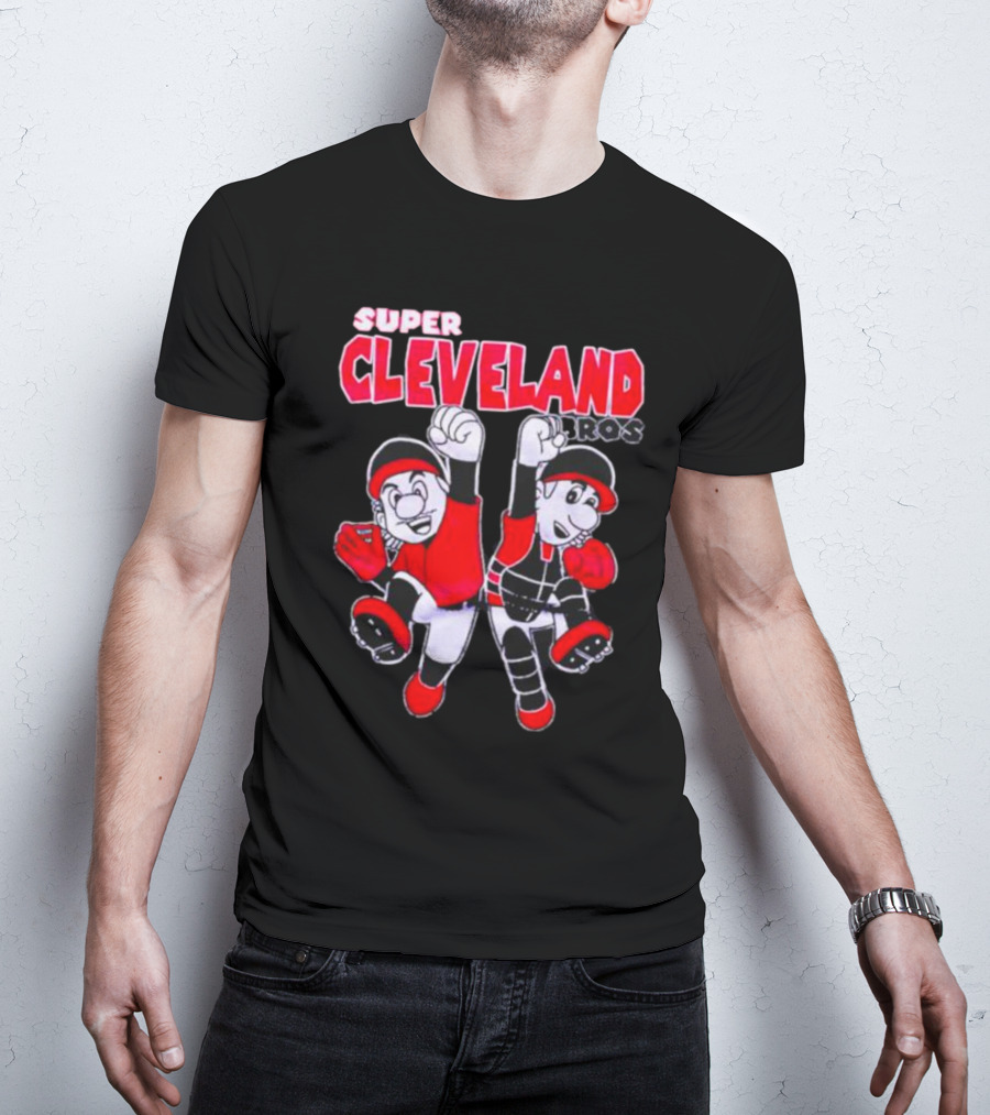 Super Cleveland Bros Red And Black Cartoon Characters T-Shirt