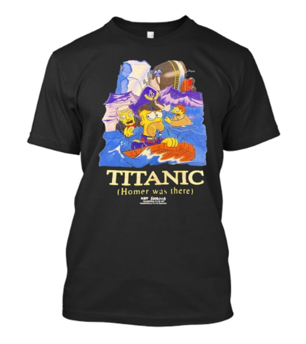 The Simpsons Titanic Homer Was There Matt Groening Ocean Scene T-Shirt