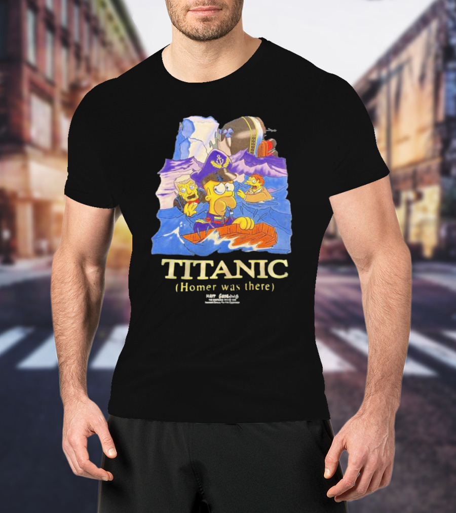 The Simpsons Titanic Homer Was There Matt Groening Ocean Scene T-Shirt