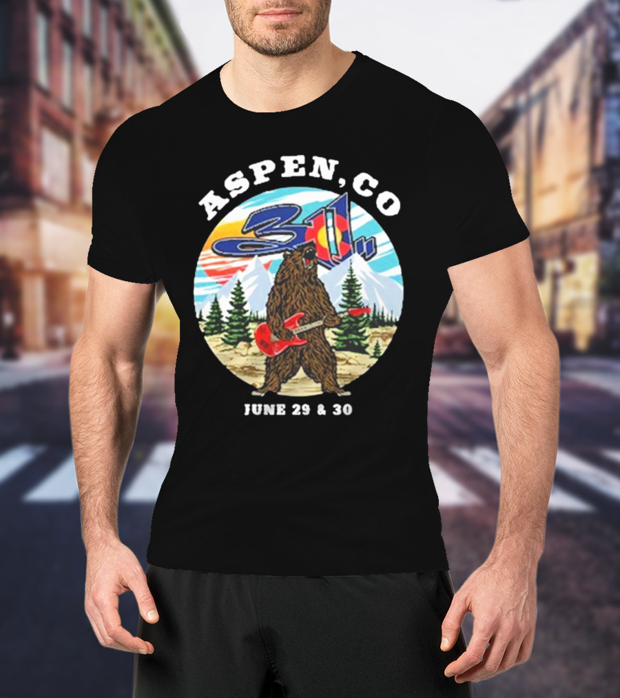 Aspen CO 311 Bear With Guitar June 29 And 30 T-Shirt