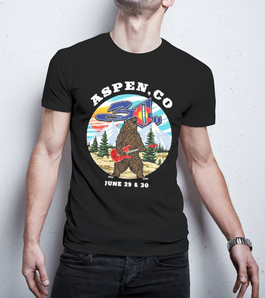Aspen CO 311 Bear With Guitar June 29 And 30 T-Shirt