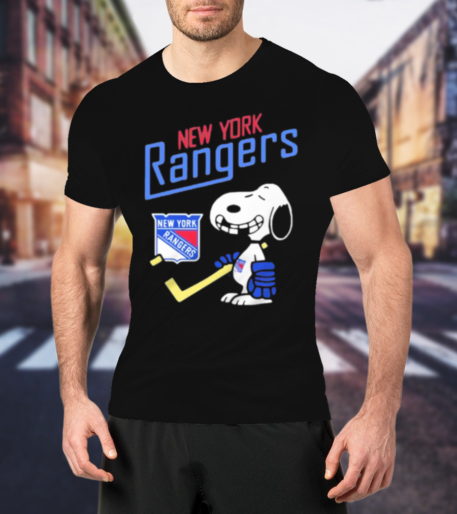 New York Rangers Snoopy Hockey Player T-Shirt