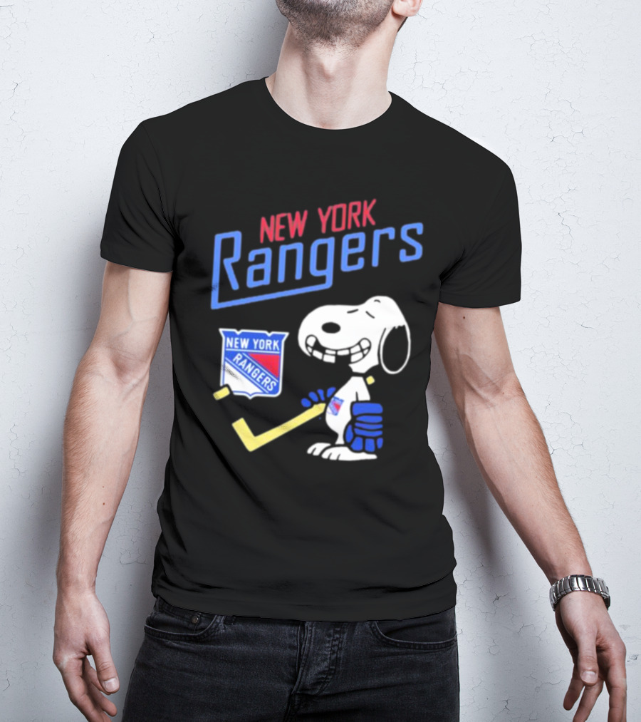 New York Rangers Snoopy Hockey Player T-Shirt