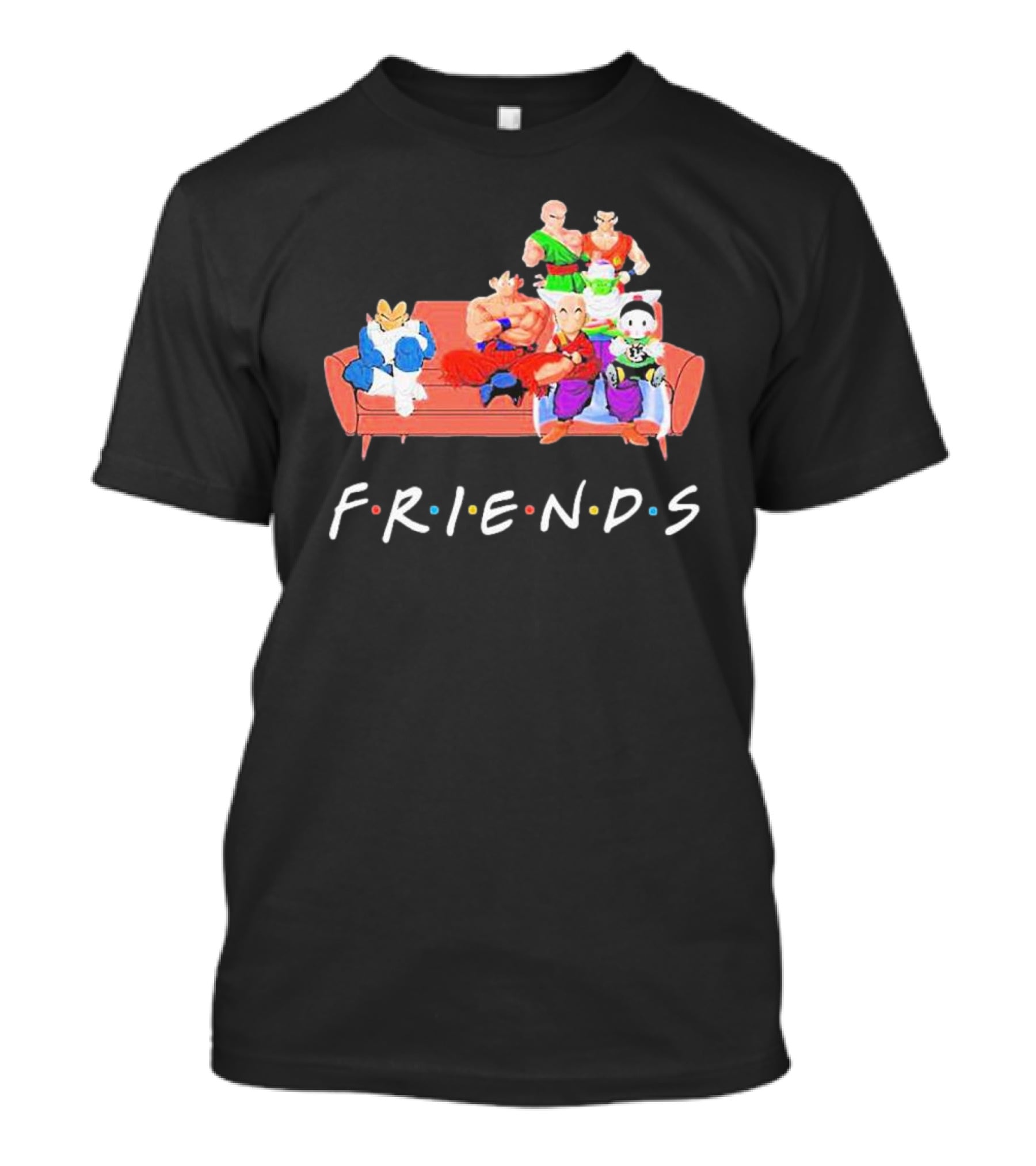 FRIENDS Son Goku Dragon Ball Characters Sitting Together T-Shirt