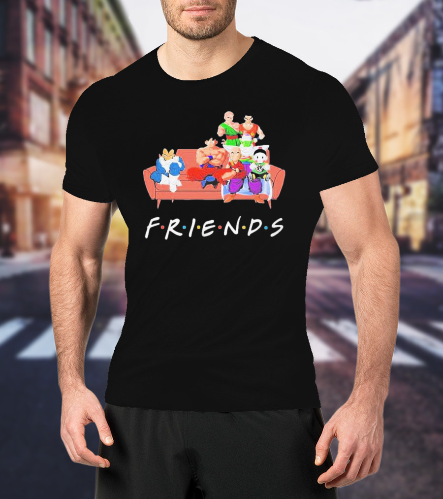 FRIENDS Son Goku Dragon Ball Characters Sitting Together T-Shirt