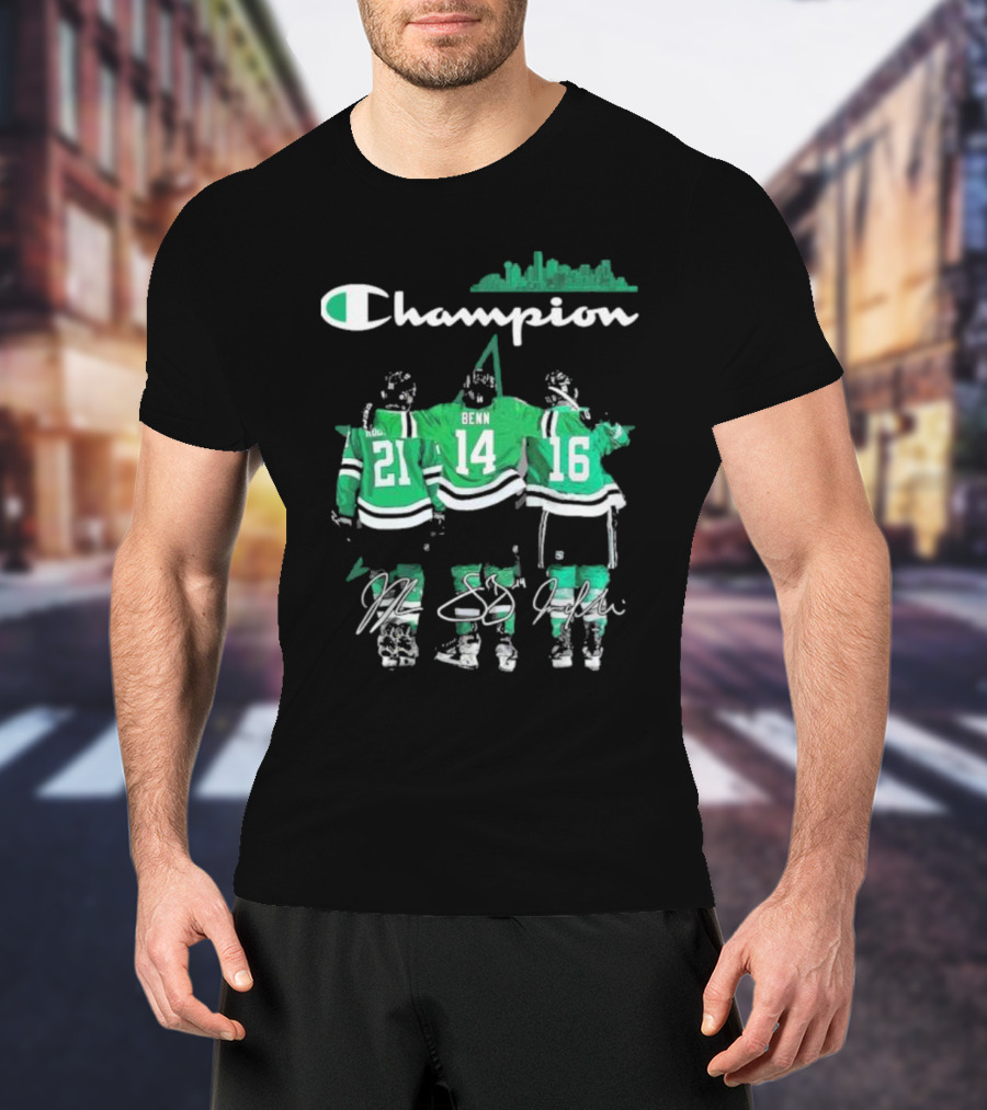 Dallas Stars Hockey Robertson Benn Heiskanen Champion T-Shirt