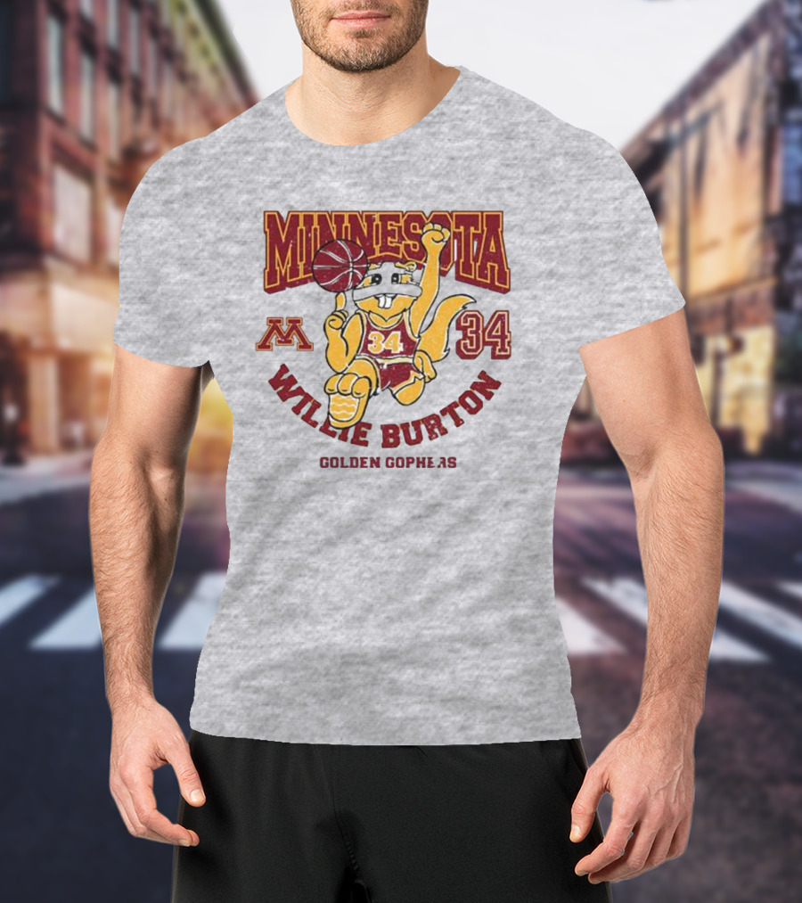 Minnesota 34 Willie Burton Golden Gophers Basketball T-Shirt